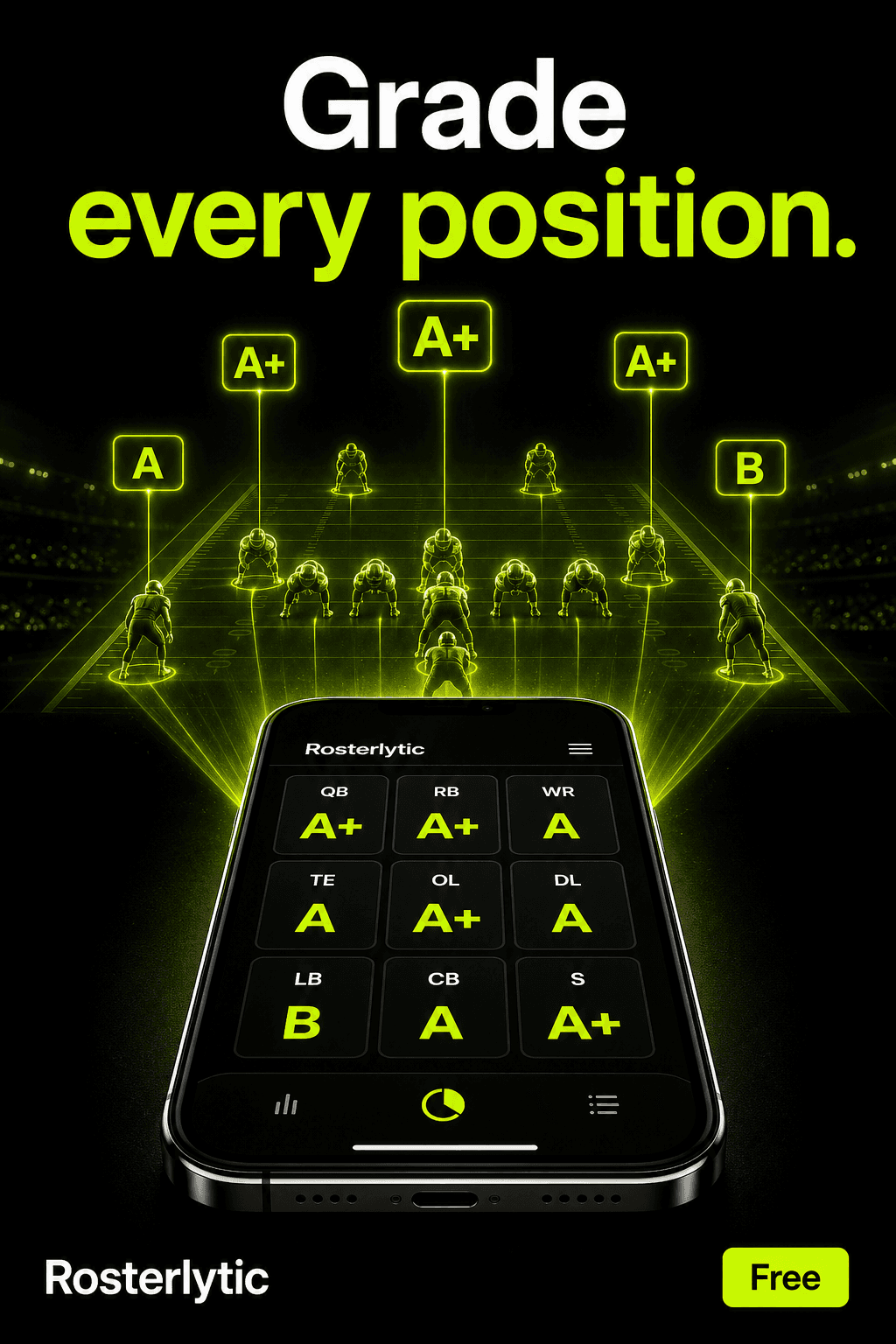 Rosterlytic — grade every position. Download free.