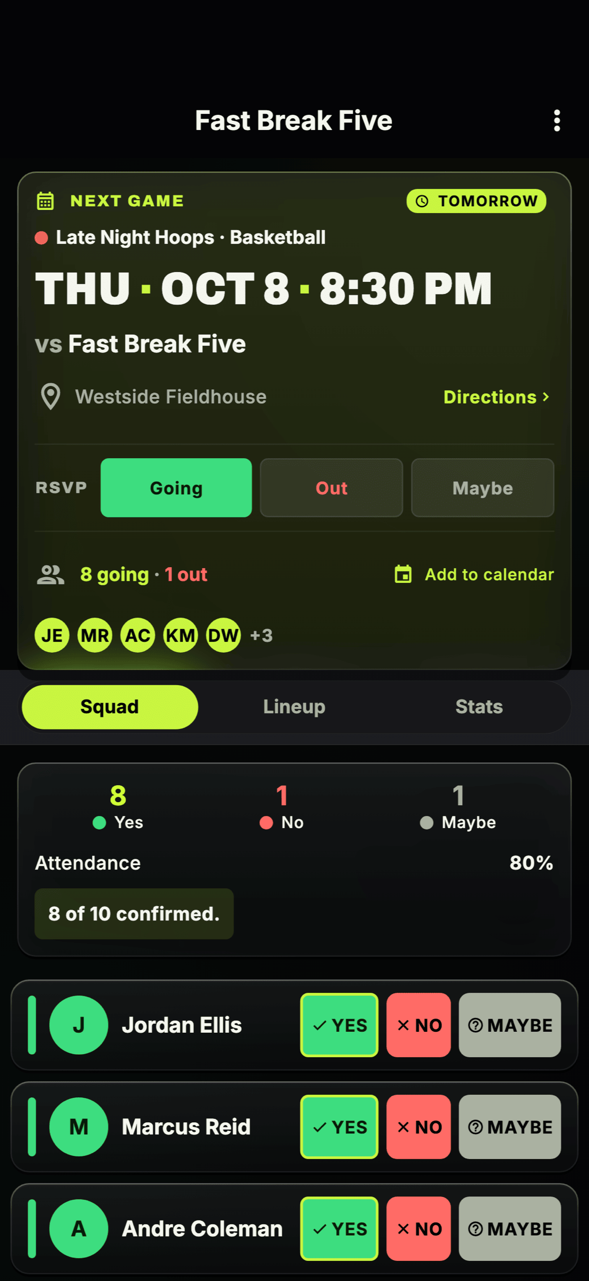 Attendance & Reliability screenshot